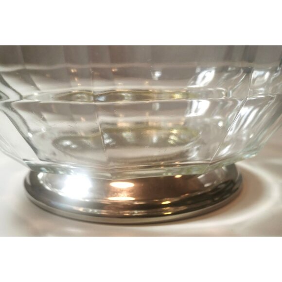 Glass Fruit Bowl Large Clear Decagon Crystal With Silver Plated Base Vintage - Picture 8 of 9